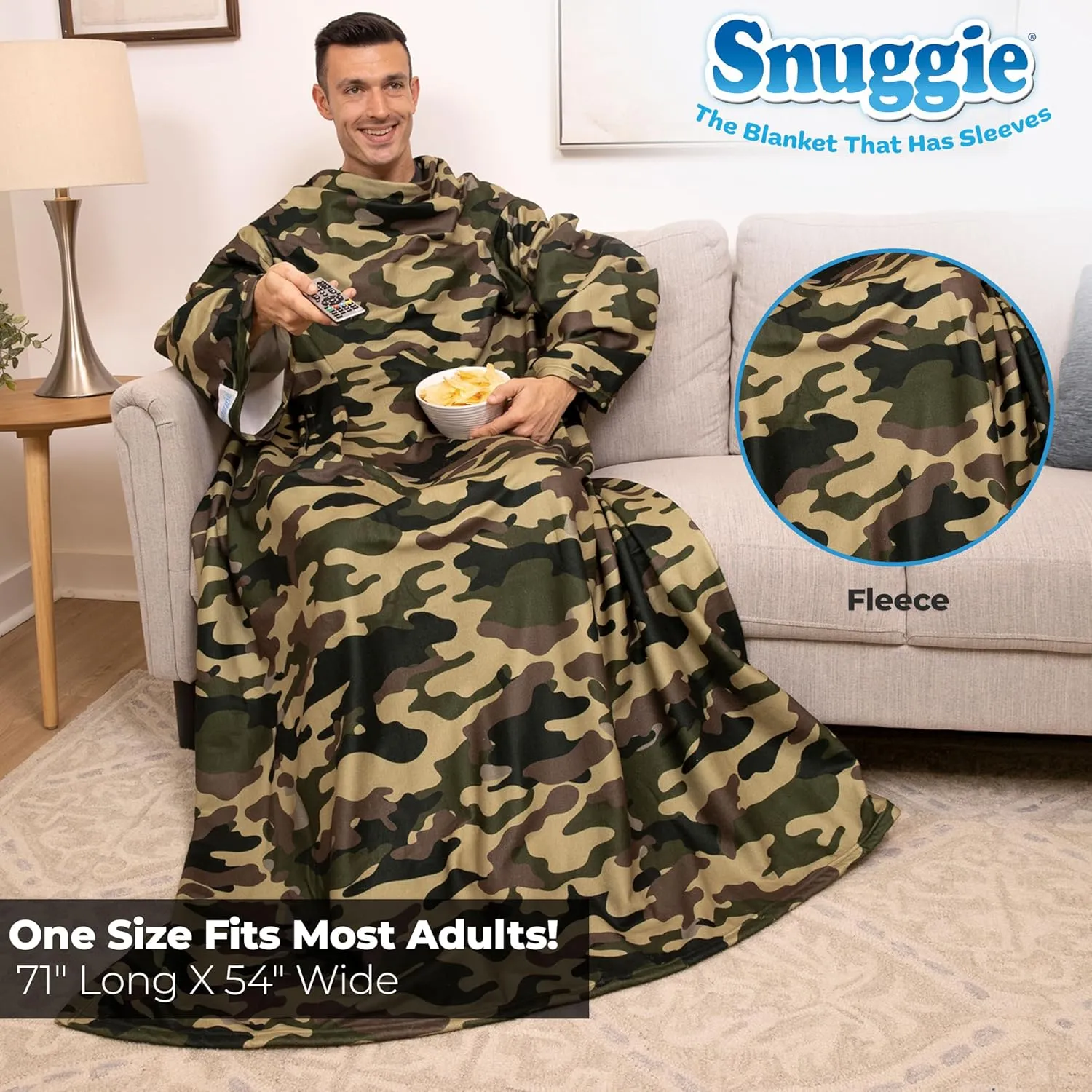 Snuggie The Original Wearable Blanket with Sleeves & Pockets for Adults| Functional Warm Cozy Super Soft Fleece| As Seen on TV Camo