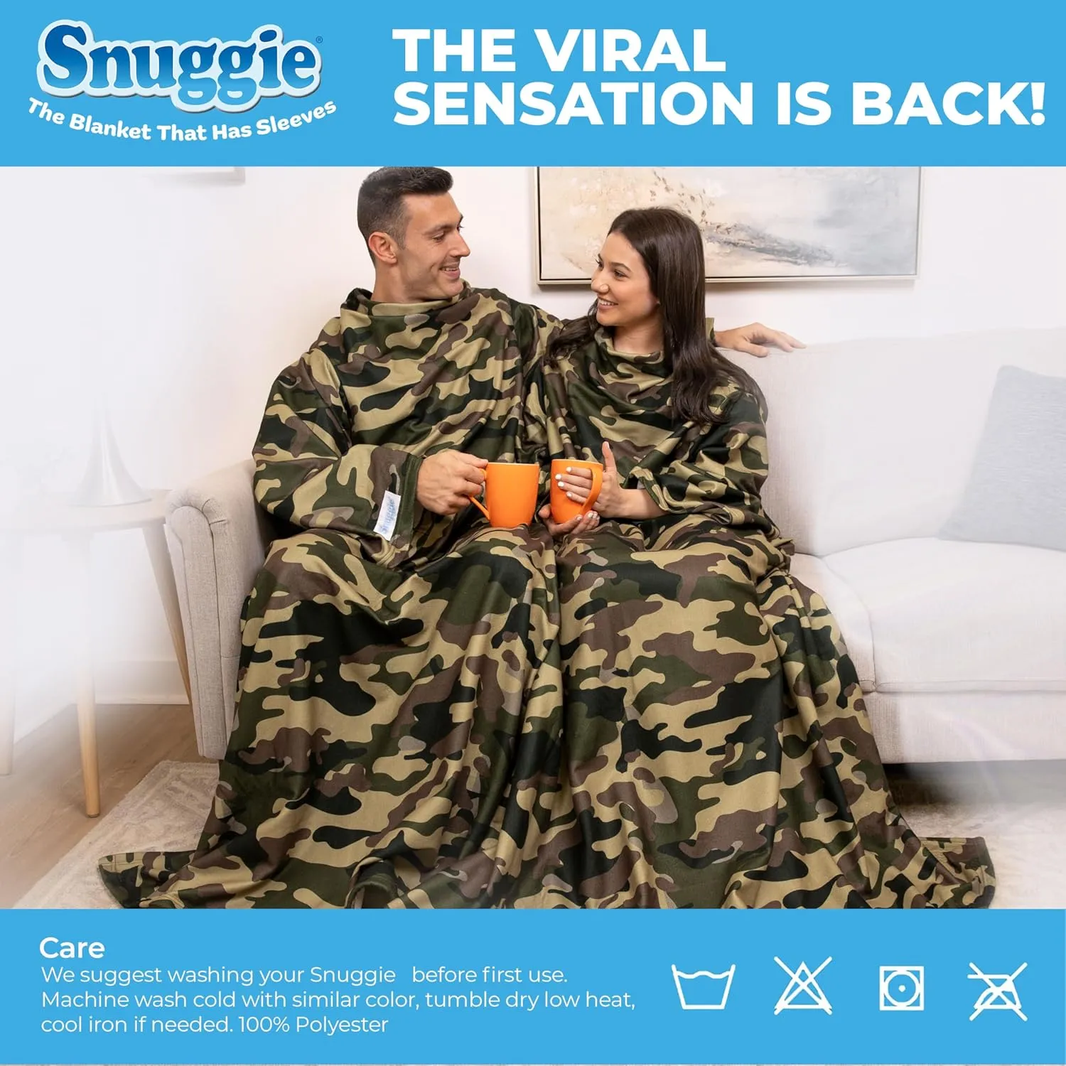 Snuggie The Original Wearable Blanket with Sleeves & Pockets for Adults| Functional Warm Cozy Super Soft Fleece| As Seen on TV Camo