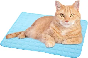 SOMOYA Dog Self Cooling Mat Pet Washable Cooling Pads Blanket Sleeping Kennel,Ice Silk Sleep Mat Pad Non-Toxic Breathable Sleep Bed Beach for Large Dogs Cats No Water (Size 15.7x19.6 in,Blue)