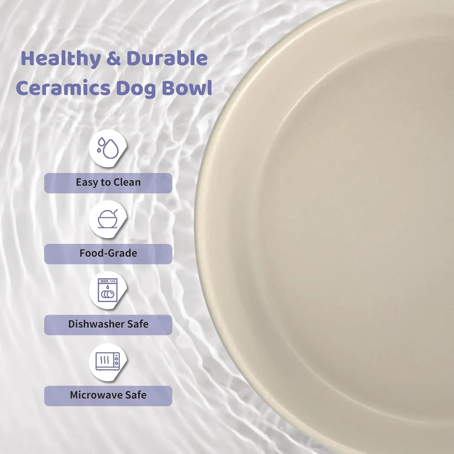 SPUNKYJUNKY Ceramics Raised Dog Bowls with Wooden Stand Elevated Dog Bowl for Small Medium Dog Food and Water Pet Feeding Bowl(Double 28.7OZ Bowls,Grey)