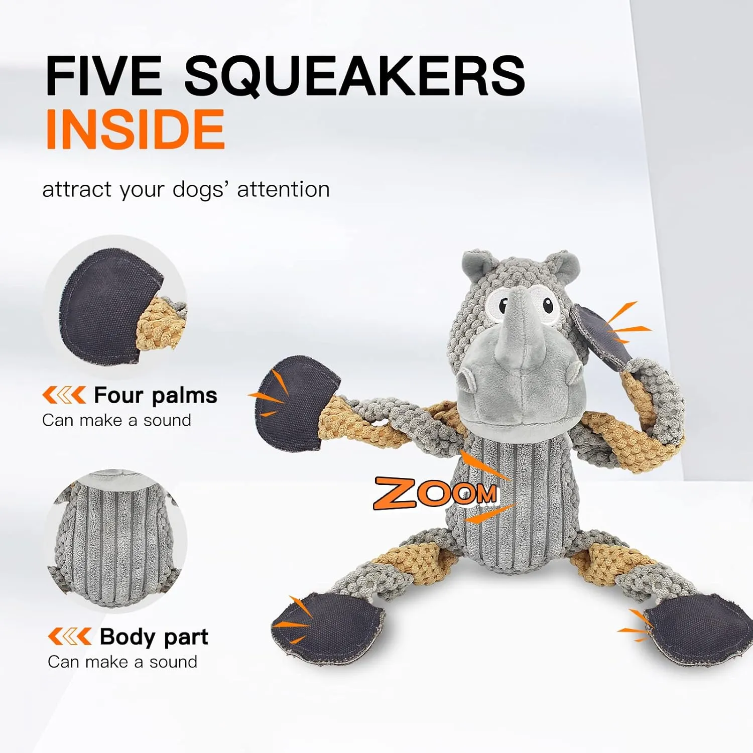 Squeaky Dog Toys for Boredom and Stimulating for Aggressive Chewer Stuffed Interactive Dog Toys for Large Dogs Puppy Toys for Teething Durable Dog Chew Toys