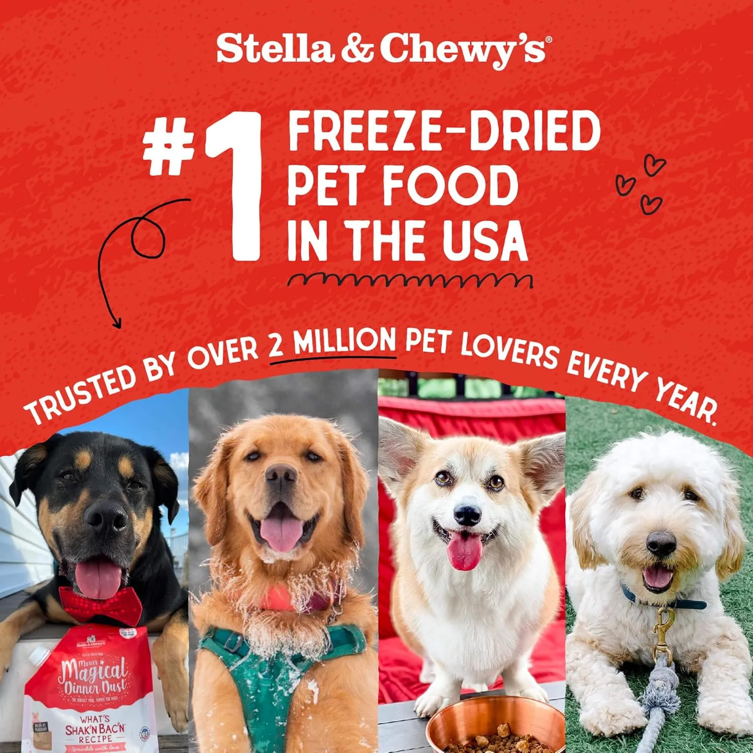 Stella & Chewy's Freeze-Dried Raw Beef Meal Mixers- Dog Food Topper and Mixer - Made with 95% Grass-Fed Beef, Organs & Bone - Perfect for Picky Eaters - Grain-Free - 8 oz