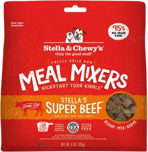 Stella & Chewy's Freeze-Dried Raw Beef Meal Mixers- Dog Food Topper and Mixer - Made with 95% Grass-Fed Beef, Organs & Bone - Perfect for Picky Eaters - Grain-Free - 8 oz