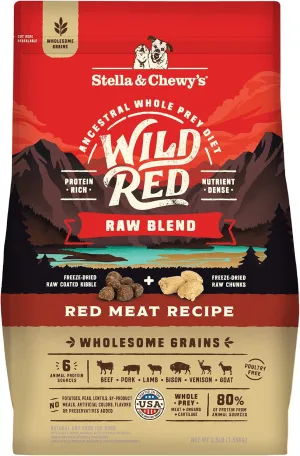 Stella & Chewy's Wild Red Dry Dog Food Raw Blend High Protein Wholesome Grains Red Meat Recipe, 3.5 lb. Bag