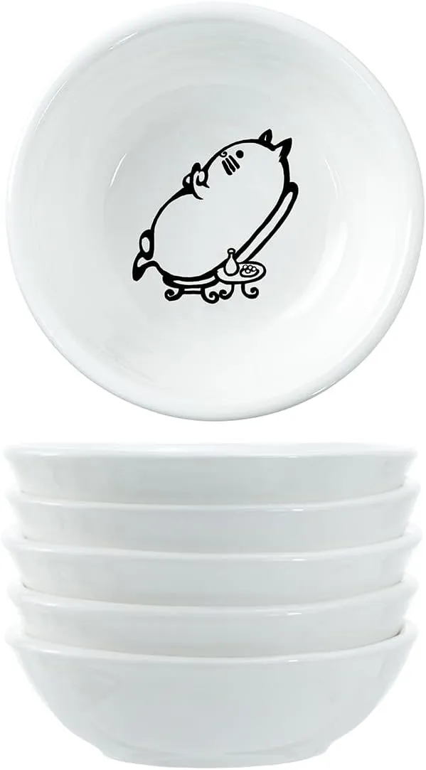 Super Cute Chef Cat Ceramic Sauce Dish/Seasoning Dish/Sushi Soy Dipping Bowl/Appetizer Plates/Serving Dish for Kitchen Home(Set of 6)