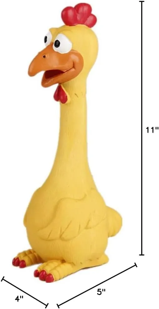 Tamu style Rubber Chicken Squeaky Dog Toys for Small, Medium or Large Pet Breeds, Play Fetch, Reduce Separation Anxiety