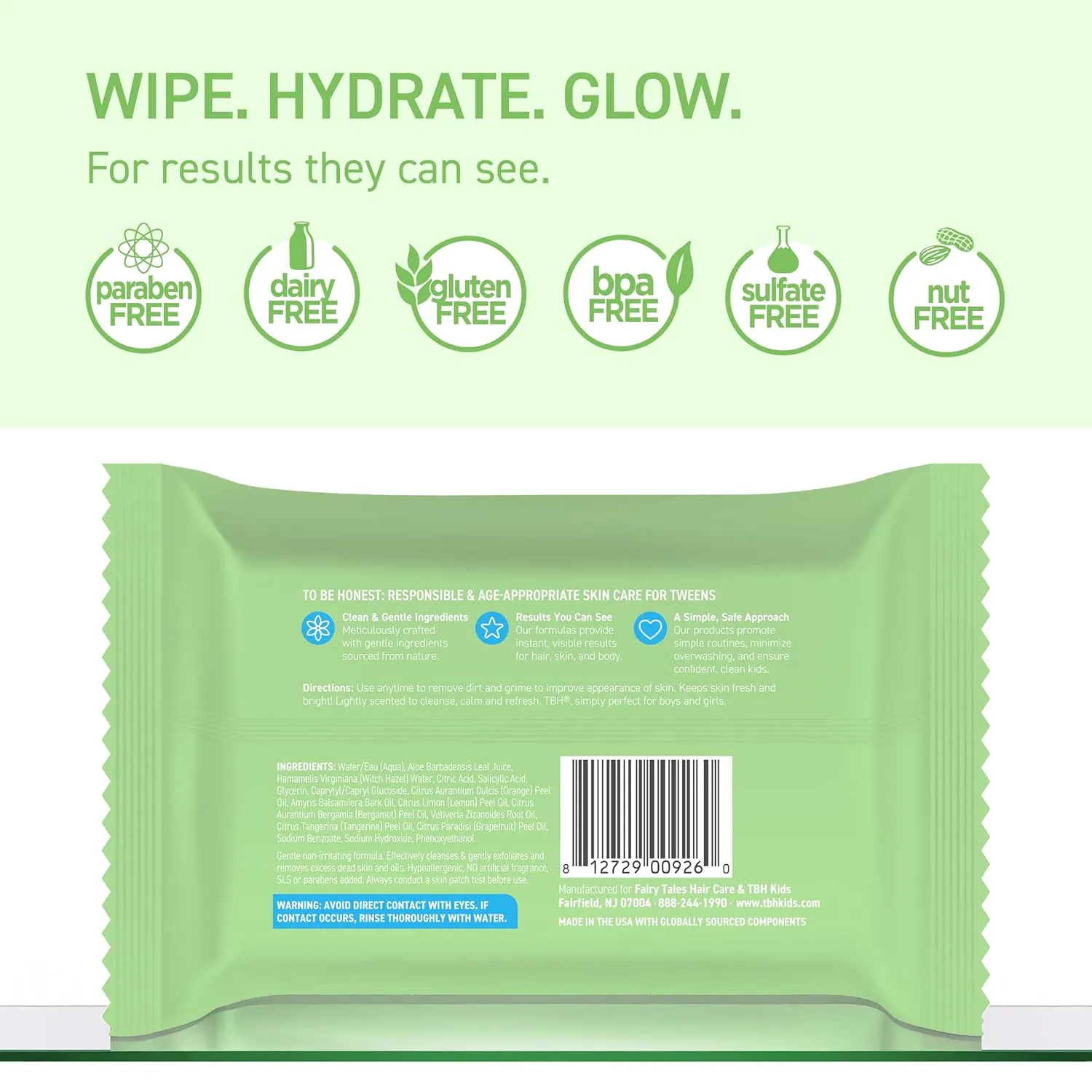 TBH Kids Spot Foam Face Cleansing Wipes  Gentle Daily Skincare for Preteens & Teens with Oily, Dry & Sensitive Skin  Salicylic Acid & Witch Hazel  Paraben-Free & Dermatologist-Approved