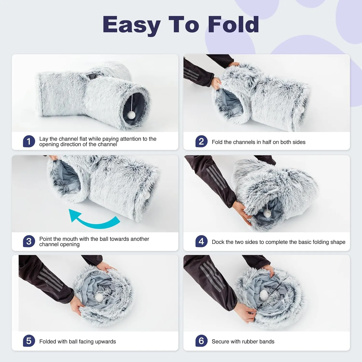 Tempcore Plush Pet Cat Tunnel Tube Cat Toys 3 Way Collapsible, Tunnels for Indoor CatsKitty Tunnel Bored Pet Toys Peek Hole Toy Ball Puppy, Kitty, Kitten, Rabbit Light Grey
