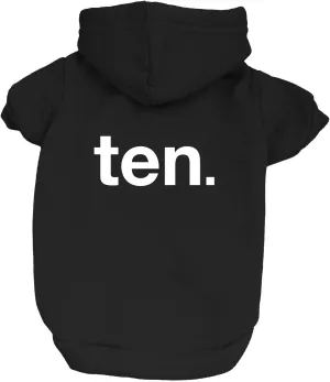 Ten 10th Birthday Dog Hoodie Fleece Lined Pullover Sweatshirt with Leash Hole (Black, Large 1034)