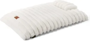 TOWN & COUNTRY LUXE CuddleTown Ribbed Bubble Stripe Pillow Crate Mat Pet Bed, Machine Washable Cover, Soft & Calming, Non-Slip Bottom, Cream, Extra Small 23"x17"x3"