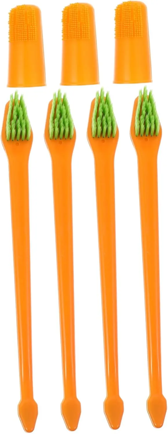 UPKOCH Doggy Toothbrush Set 2-in-1 Double-end Brush Pet Oral Health Non-Slip Handle 7 Piece Kit