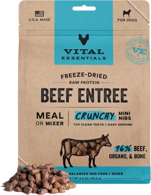 Vital Essentials Freeze-Dried Raw Beef Entree & Mixer Dog Food Crunchy Mini Nibs, 5.5 oz