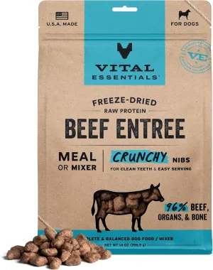 Vital Essentials Freeze-Dried Raw Beef Entree & Mixer Dog Food Crunchy Nibs, 14 oz
