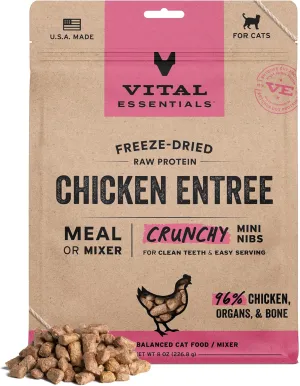 Vital Essentials Freeze-Dried Raw Chicken Entree & Mixer Cat Food Crunchy Nibs, 8 oz