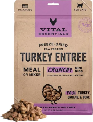 Vital Essentials Freeze-Dried Raw Turkey Entree & Mixer Cat Food Crunchy Nibs, 12 oz