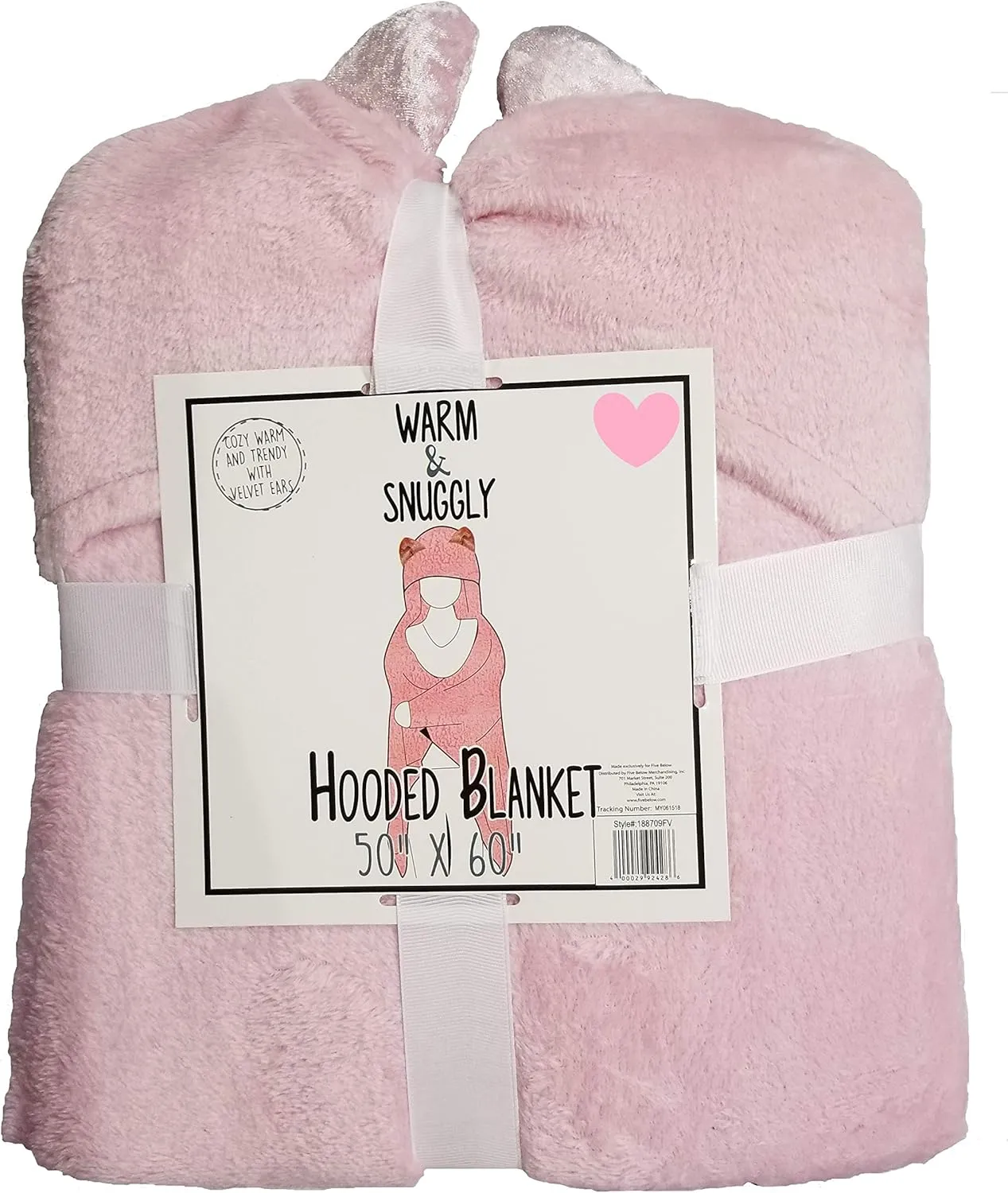 Warm & Snuggly Hooded Super Soft Fleece Luxury Blanket Throw Lightweight Cozy Plush Microfiber 50x60 (Pink Kitty)