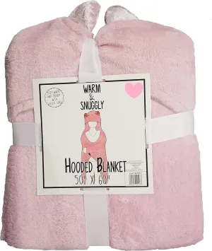 Warm & Snuggly Hooded Super Soft Fleece Luxury Blanket Throw Lightweight Cozy Plush Microfiber 50x60 (Pink Kitty)