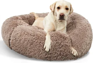 Washable Dog Round Bed - Small Donut Dog Bed, Comfy Calming Cuddler