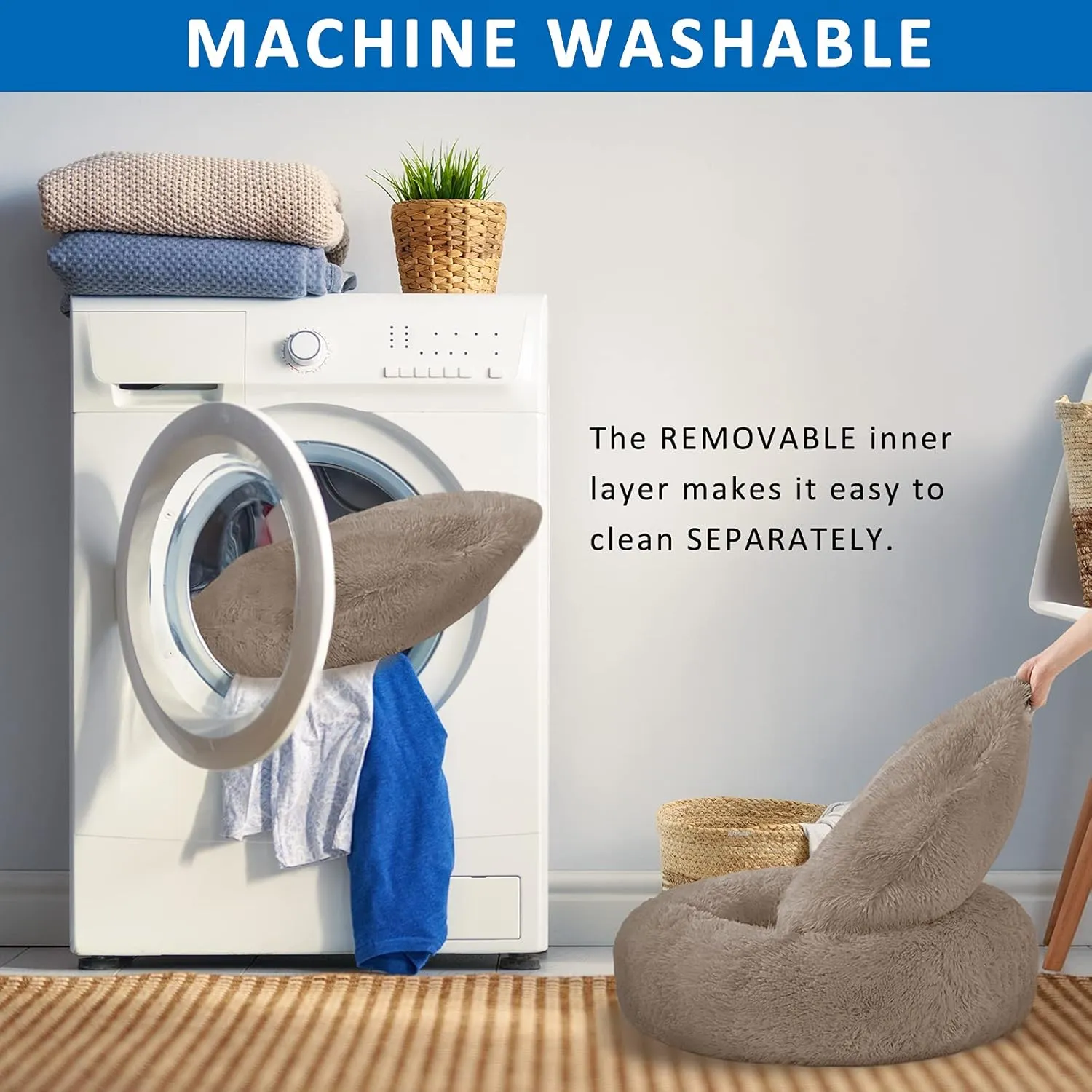 Washable Dog Round Bed - Small Donut Dog Bed, Comfy Calming Cuddler