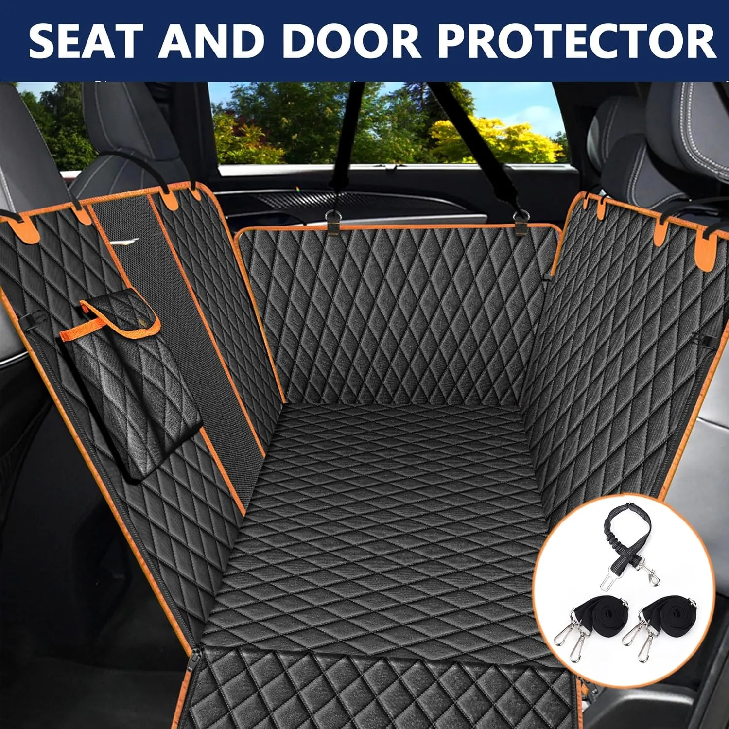 Waterproof Dog Car Seat Cover for Back Seat: Suitable for Small and Large Dogs, Large Size Hammock and Pet Protector, Backseat Protector for Cars, Trucks Suvs(Black, Standard)