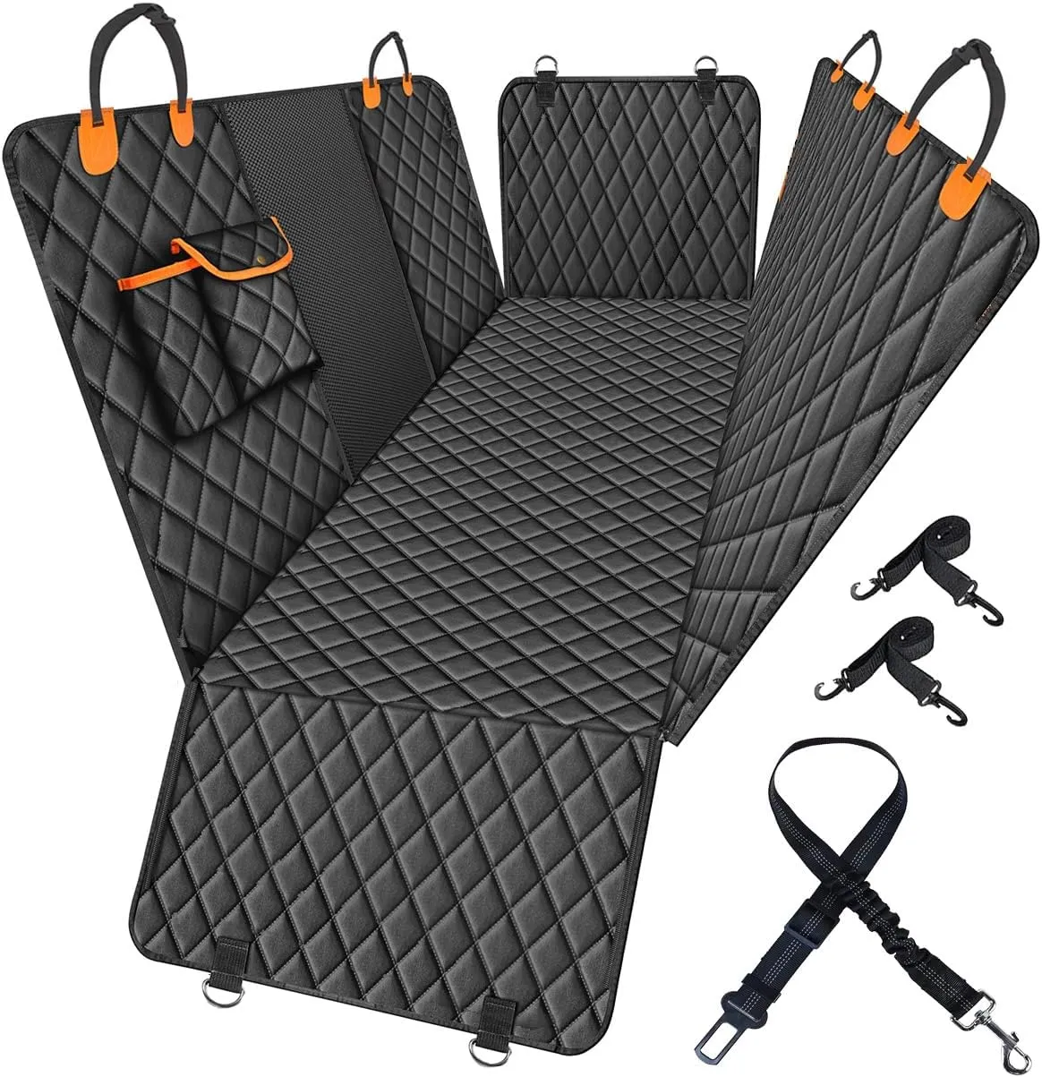 Waterproof Dog Car Seat Cover for Back Seat: Suitable for Small and Large Dogs, Large Size Hammock and Pet Protector, Backseat Protector for Cars, Trucks Suvs(Black, Standard)