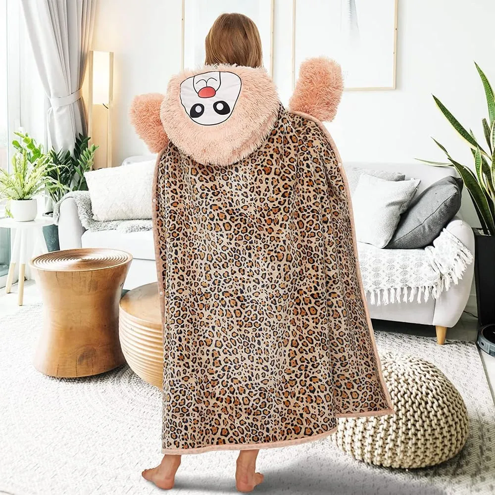 Wearable Hooded Blanket for Adults  Fuzzy Panda Blanket Hoodie,Sherpa Hoodie Throw Cloak Wrap(59"x48")