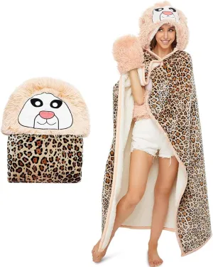 Wearable Hooded Blanket for Adults  Fuzzy Panda Blanket Hoodie,Sherpa Hoodie Throw Cloak Wrap(59"x48")
