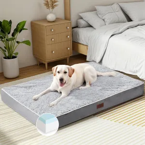 WESTERN HOME Dog Bed for Crate, Orthopedic XL Dog Beds for Large Sized Dogs, Washable Pet Bed Mat with Removable Cover and Waterproof Lining, Memory Foam, 42 Inches, Grey
