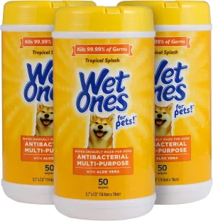 Wet Ones for Pets Multi-Purpose Dog Wipes with Aloe Vera, 50 Count - 3 Pack | Dog Wipes for All Dogs in Tropical Splash, Wipes for Paws & All Purpose