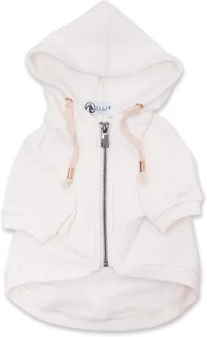 Zip Up Adventure Dog Hoodie with Hook & Loop Pockets and Adjustable Drawstring Hood - XXS to XXL - Multiple Colors - Comfortable & Versatile Dog Hoodies (White, XS)
